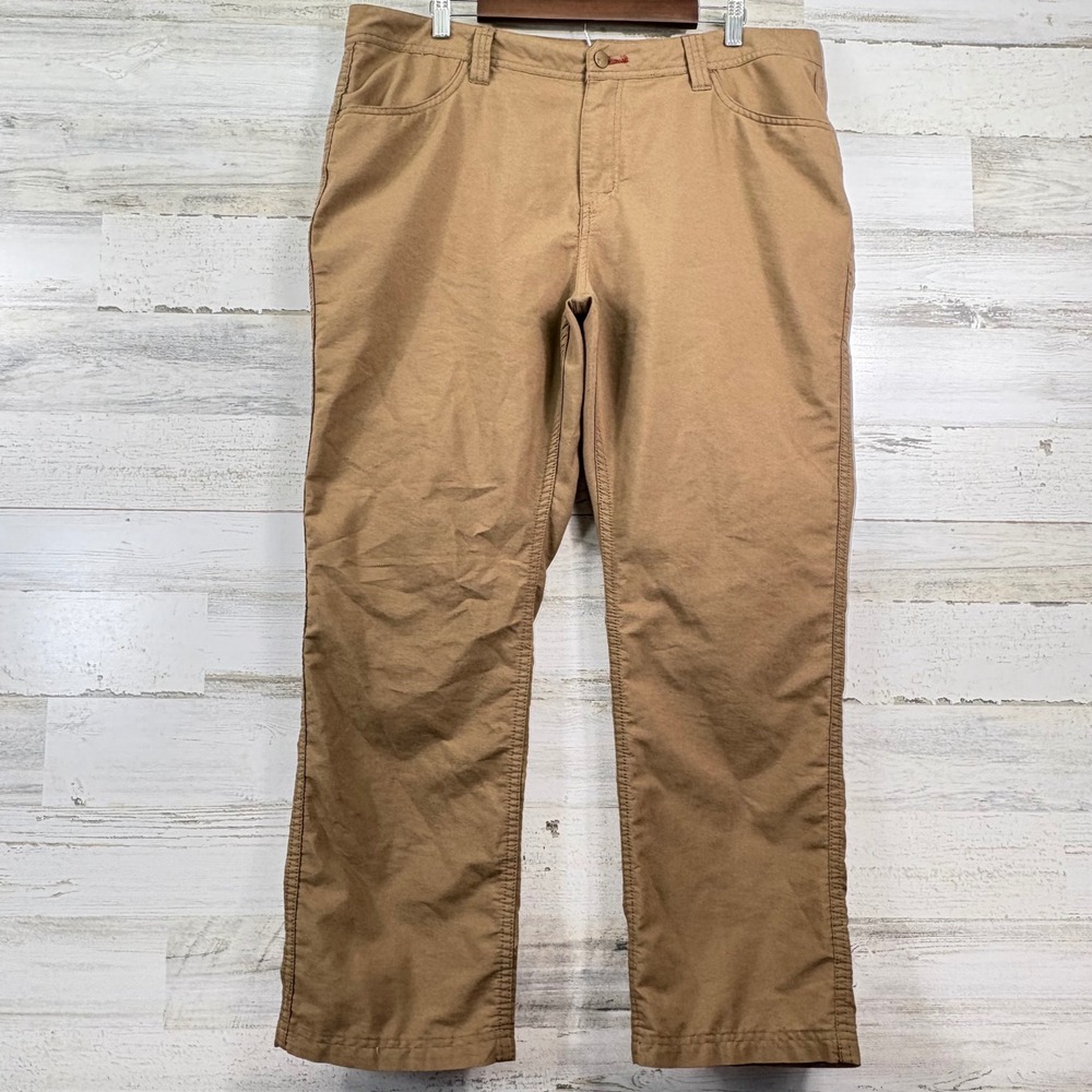 Toad&Co Kerouac Pant Mens 38x30 Brown‎ Organic Cotton Blend Straight Leg Utility
